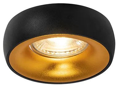 Set van 6 Design inbouwsport zwart met gouden binnenkant - Mooning GU10 Binnenverlichting Lamp