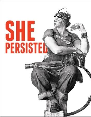 Metalen wandbord Rosie - She Persisted, (31 x 42 cm)
