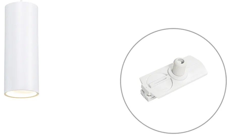 Design hanglamp wit incl. rail adapter 1-fase - Iconic Tubo Modern GU10 cilinder / rond Binnenverlichting Lamp