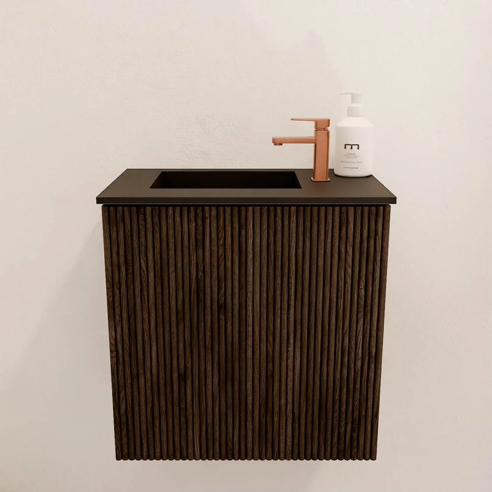 Mondiaz Joya 40cm toiletmeubel walnut met wastafel faye links 1 kraangat urban