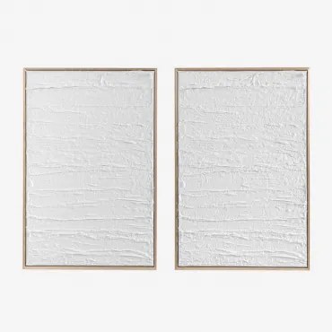 Set Van 2 Decoratieve Reliëfplaten Van Gips Leclerc, 60x90 Cm Wit - Sklum