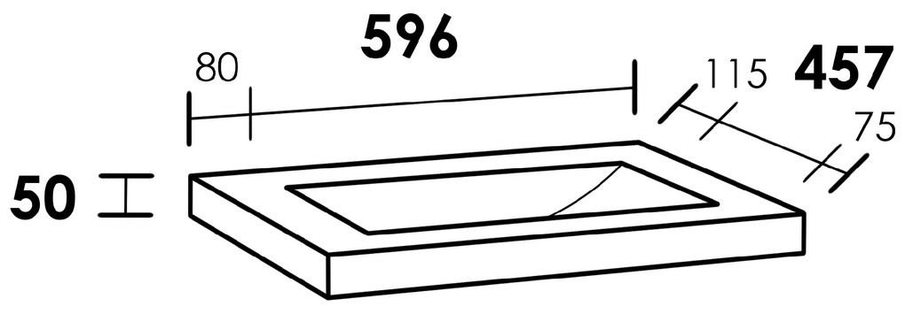 Sanituba Corestone wastafel basalt zonder kraangaten 60cm