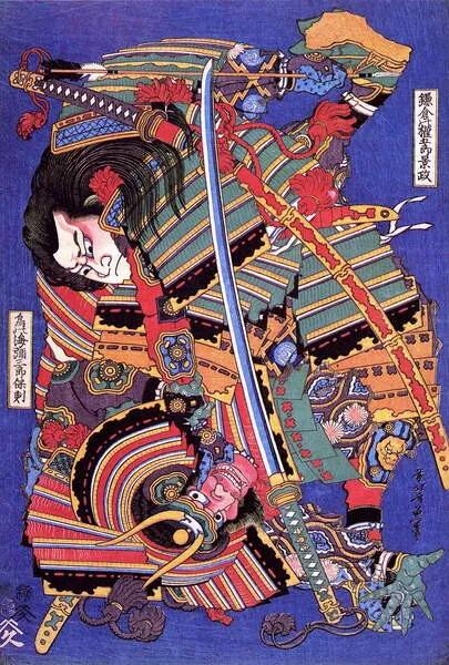 Kunstreproductie Kengoro warrior, Hokusai, Katsushika