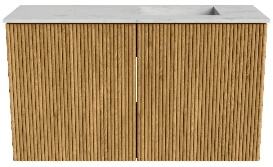 Mondiaz Joya DLux 70cm toiletmeubel oak met wastafel faye rechts zonder kraangat opalo