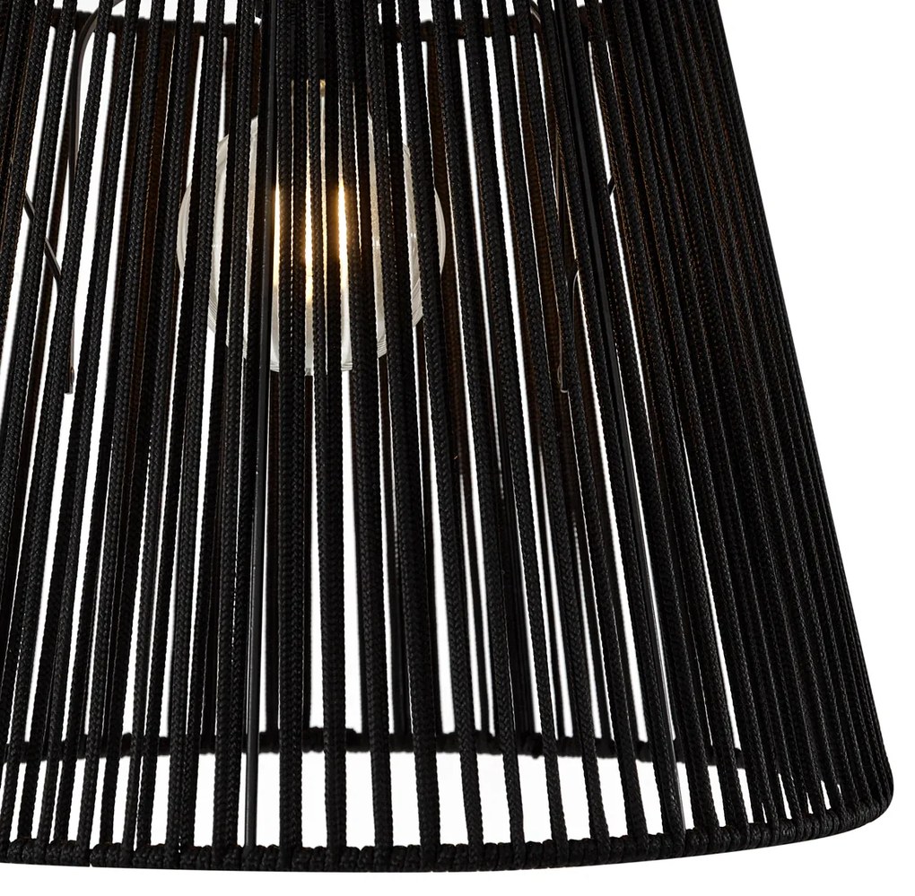 Buiten plafondlamp met zwart touw IP54 - JaylaJapandi E27 IP54 Buitenverlichting rond