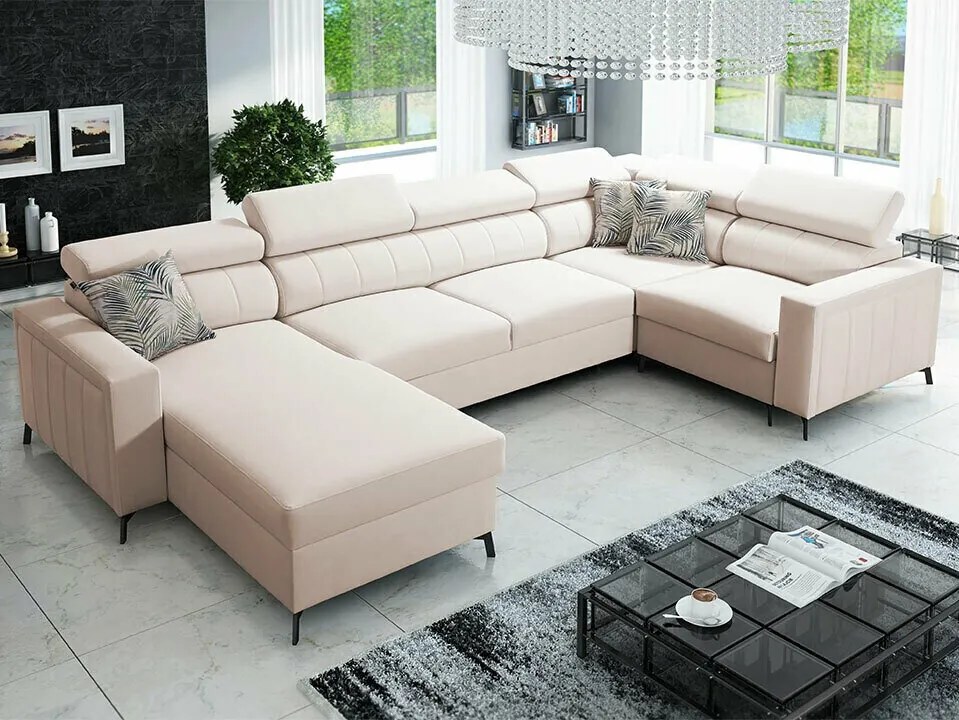 Hoekbank Sarasota 154, Aanwezig, Aanwezig, 351x198x83cm, 233 kg, Poten: Hout, Metaal