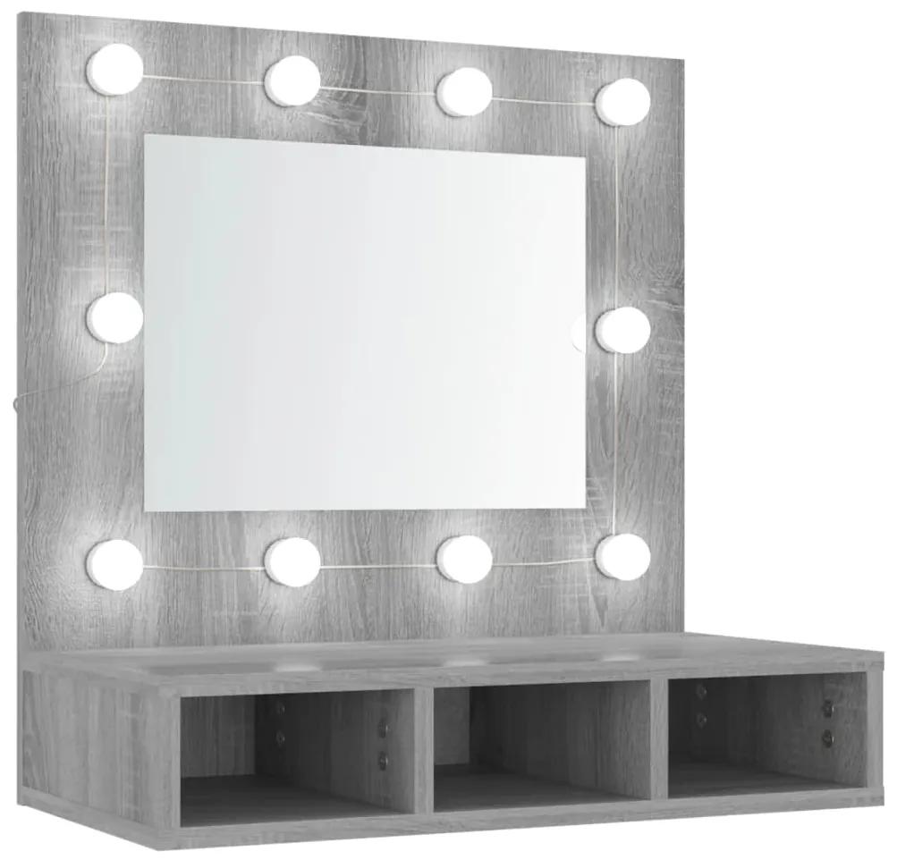 vidaXL Spiegelkast met LED-verlichting 60x31,5x62 cm grijs sonoma