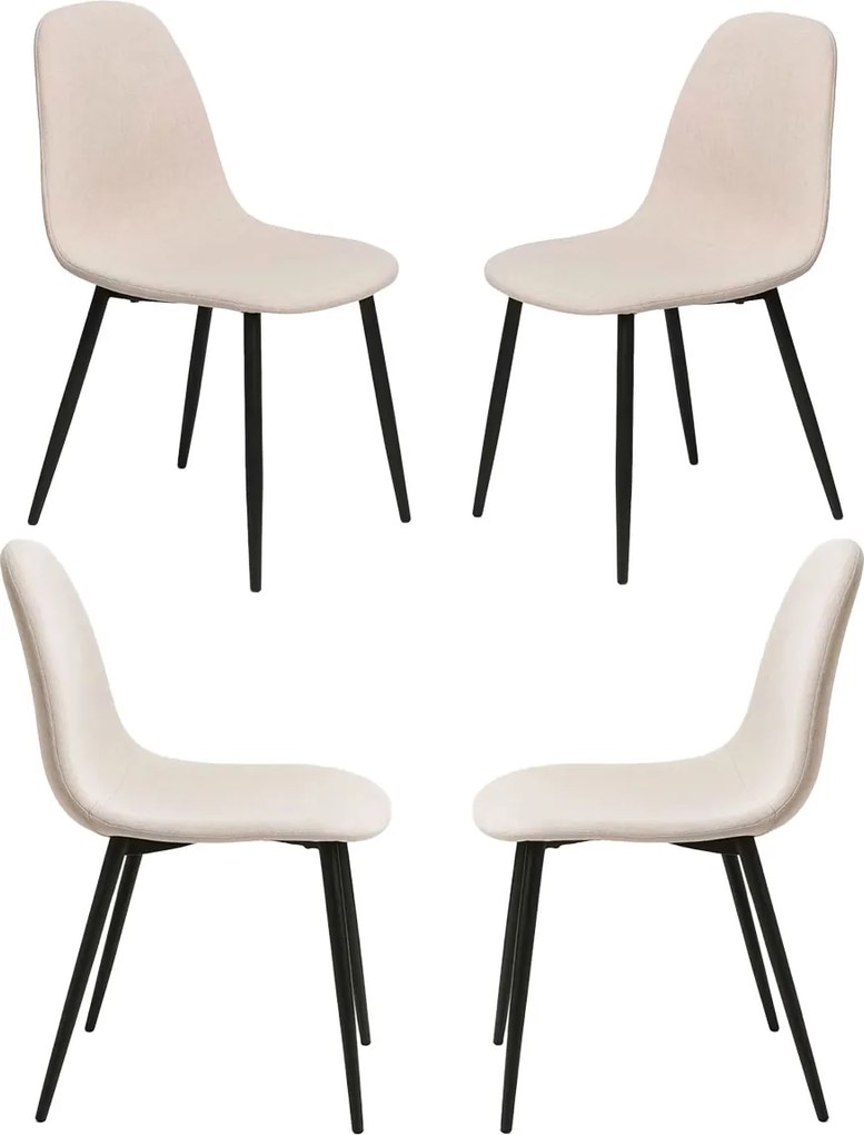 Set 4 Teok Black Stoffen Stoelen