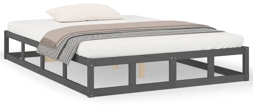 vidaXL Bedframe massief hout grijs 160x200 cm