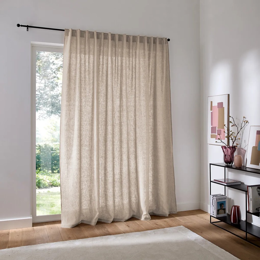 Onega breed gewassen linnen gordijn met verborgen flap