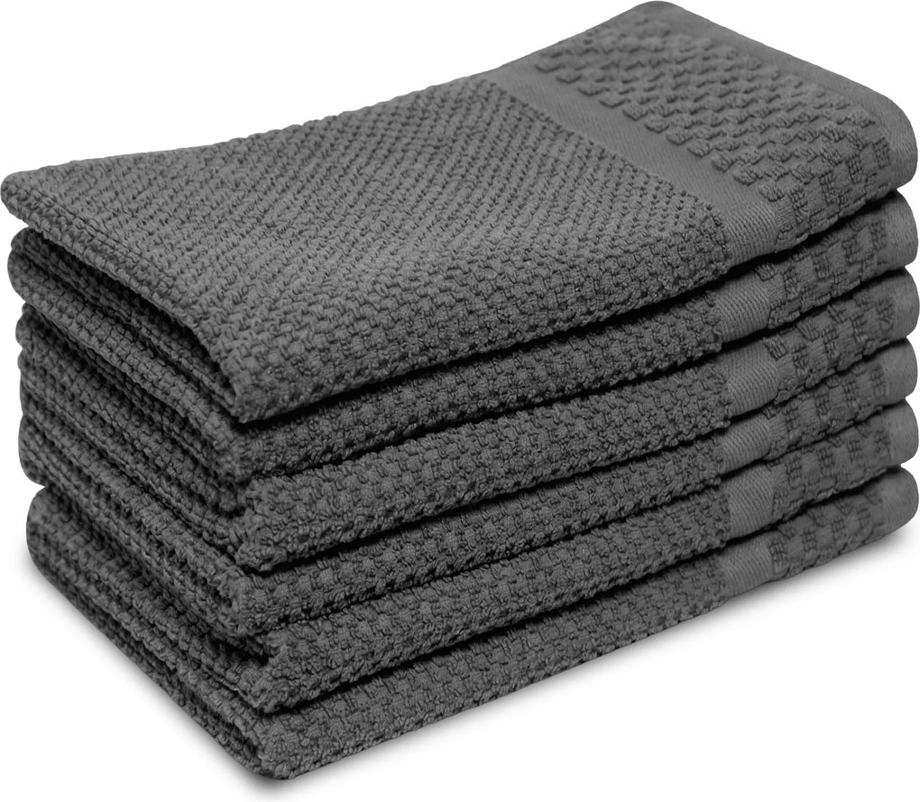 Gastendoek Soft Popcorn Collectie – 6 stuks – 30×50 – antraciet
