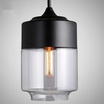 Hangende glazen plafondlamp Zenit C Zwart