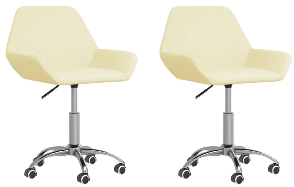 vidaXL Eetkamerstoelen draaibaar 2 st stof crèmekleurig