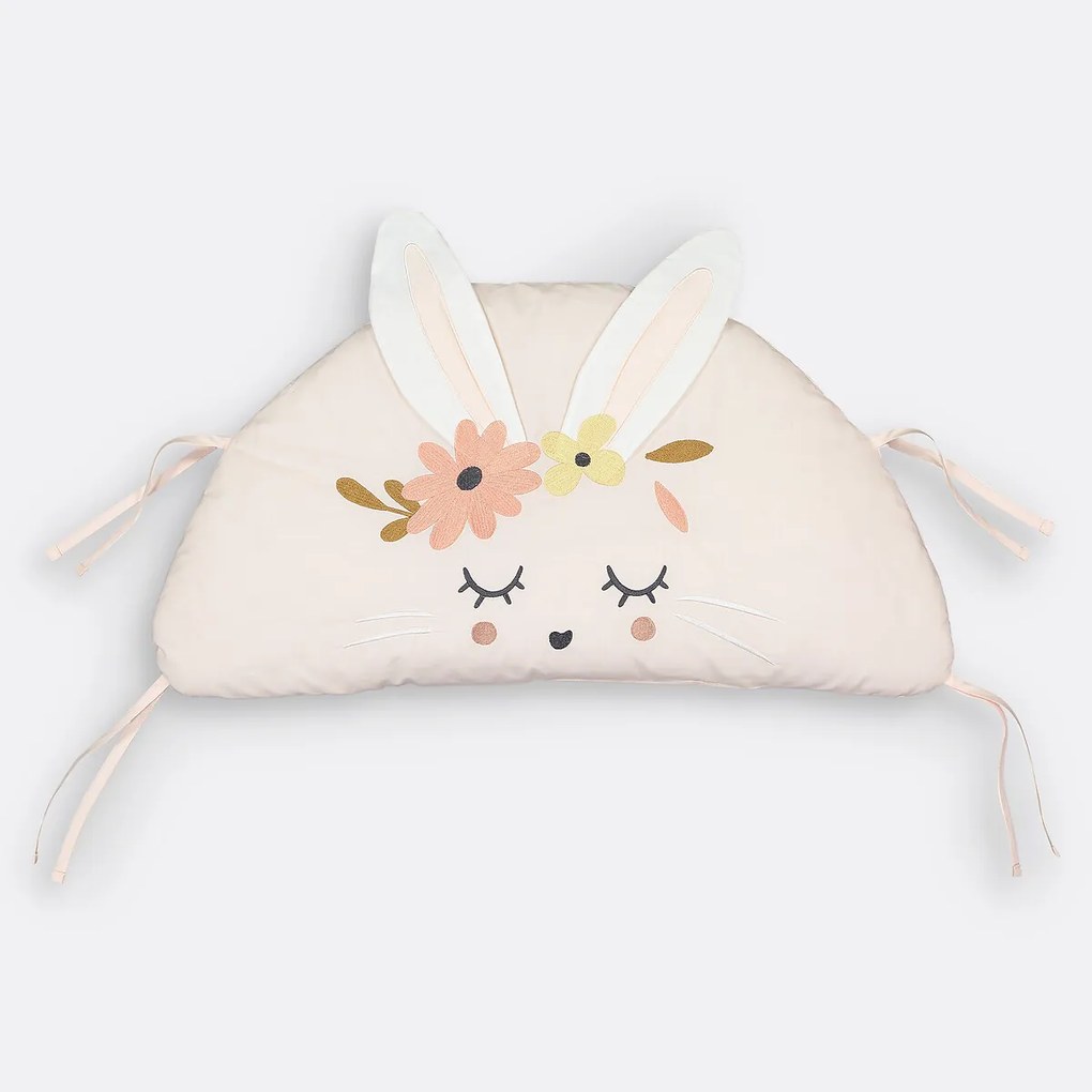 Moduleerbare bedrand in bio perkal, Lapin fleuri
