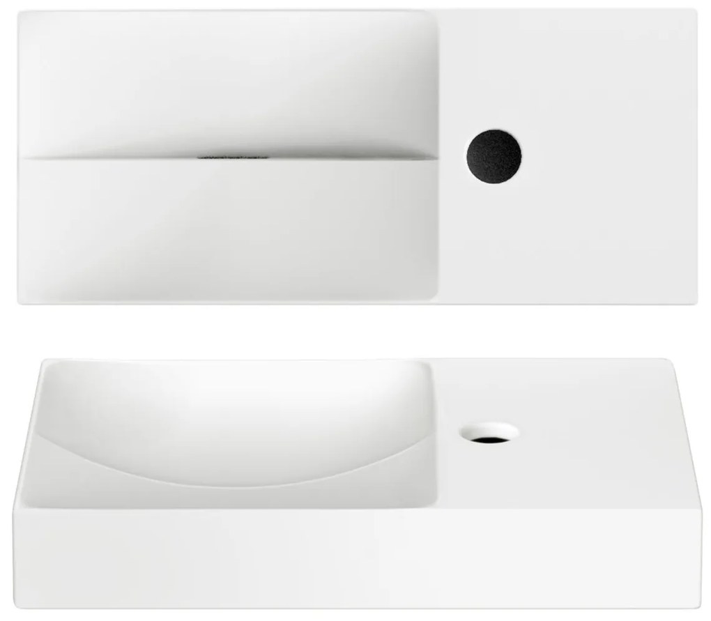 Clou Vale keramische fontein 45cm met kraangat rechts wit mat
