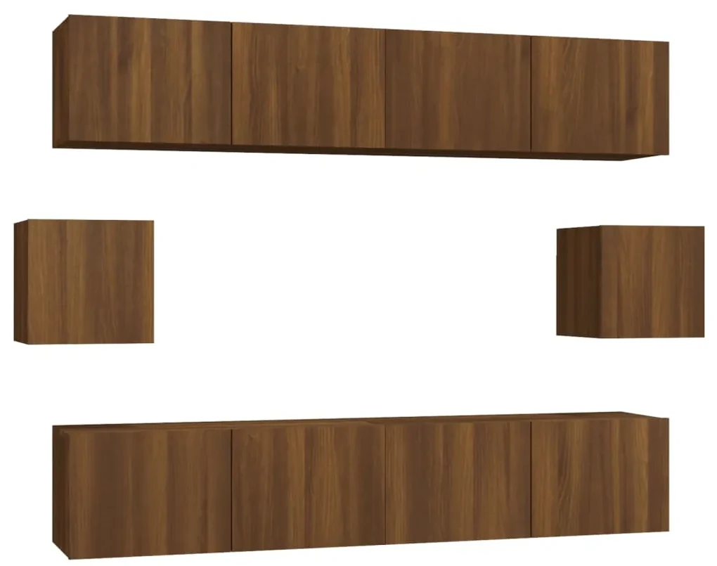 vidaXL 6-delige Tv-meubelset bewerkt hout bruineikenkleurig