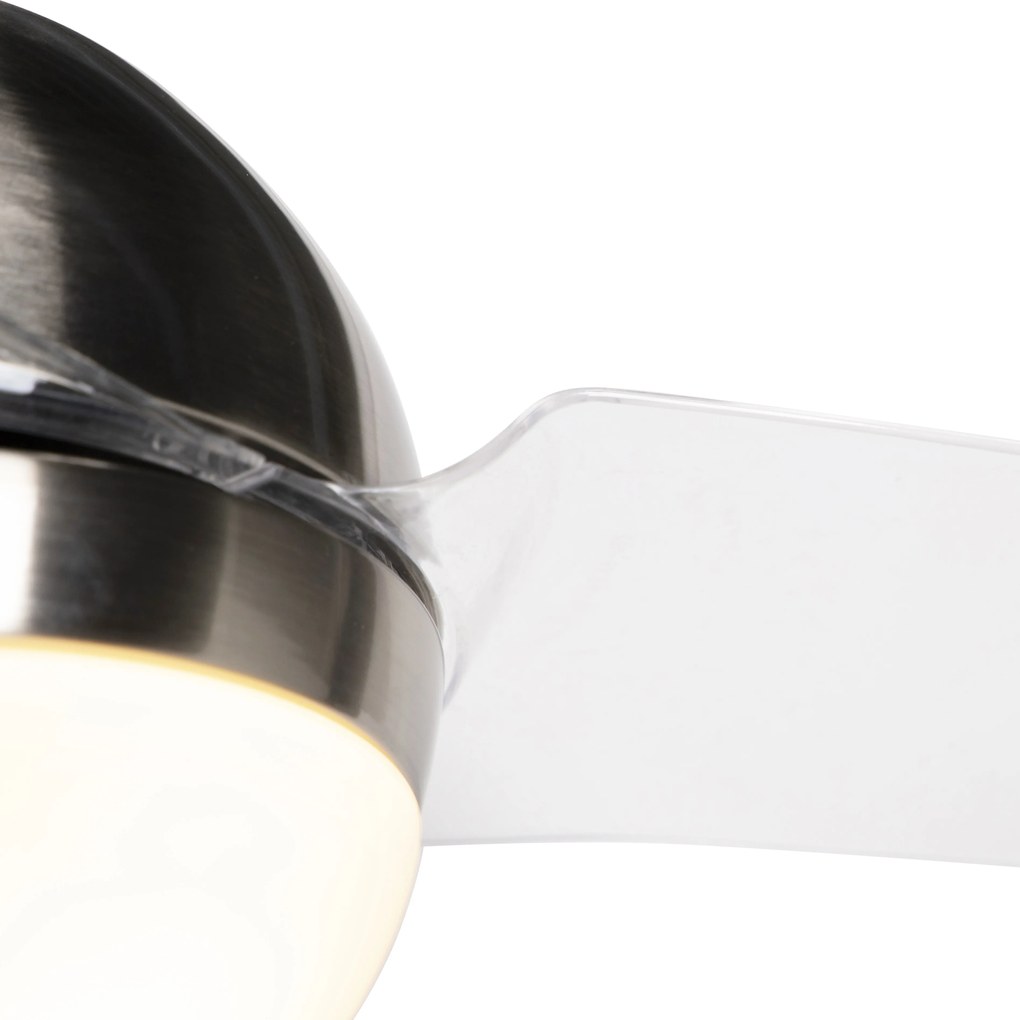 Plafondventilator met lamp staal met afstandsbediening - Bora Modern E27 rond Binnenverlichting Lamp