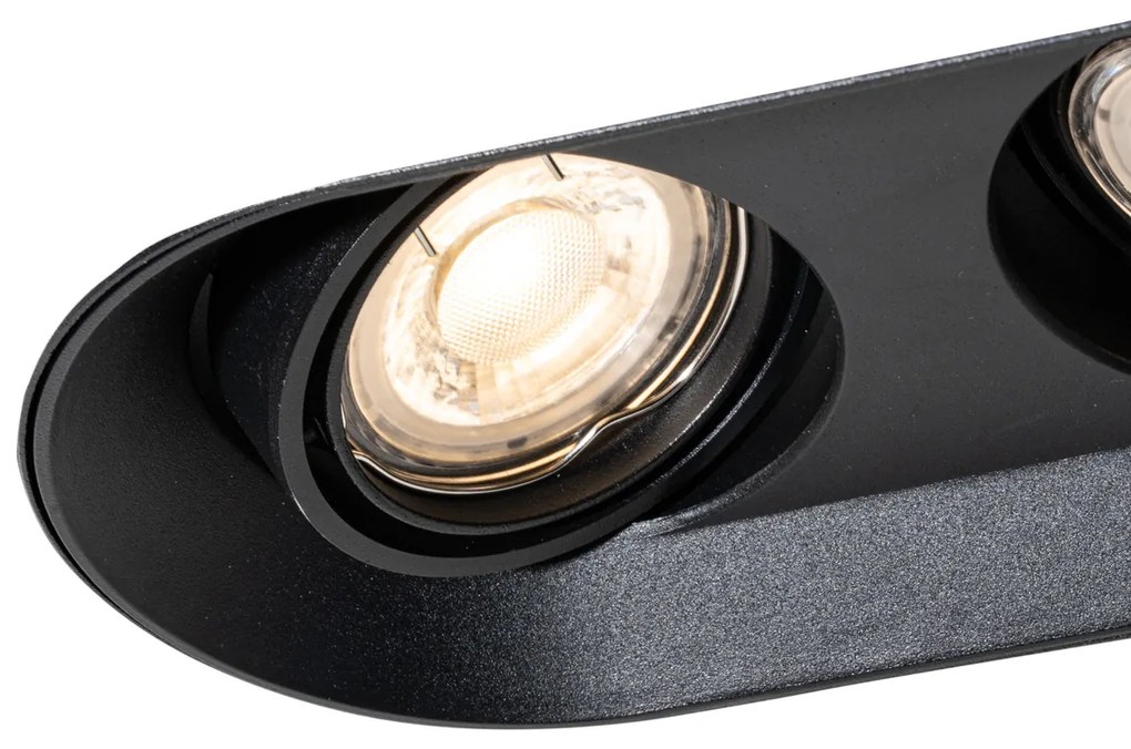 Set van 6 Afgeronde inbouwspot zwart GU10 50mm 2-lichts - Hubs GU10 Binnenverlichting Lamp