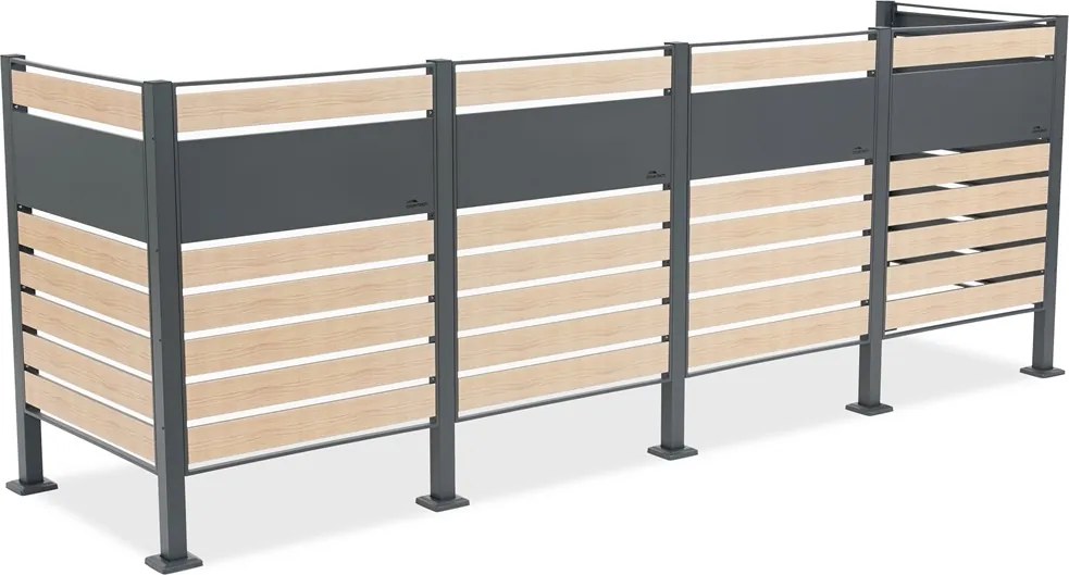 Overdekking voor 4 afvalbakken van 120 of 240 liter Breda CoverTech