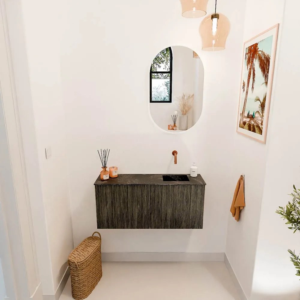 Mondiaz Joya DLux 90cm toiletmeubel shadow met wastafel faye rechts zonder kraangat lava