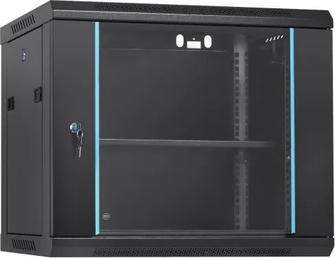 VEVOR 9U wandgemonteerde netwerkserverkast 60x45x50cm, 14,8"/37,6 cm diepe serverkastbehuizing ca. 200 lbs. Op de vloer gemonteerde laadcapaciteit, met afsluitbare glazen zijpanelen, voor IT-apparatuur, A/V-apparatuur
