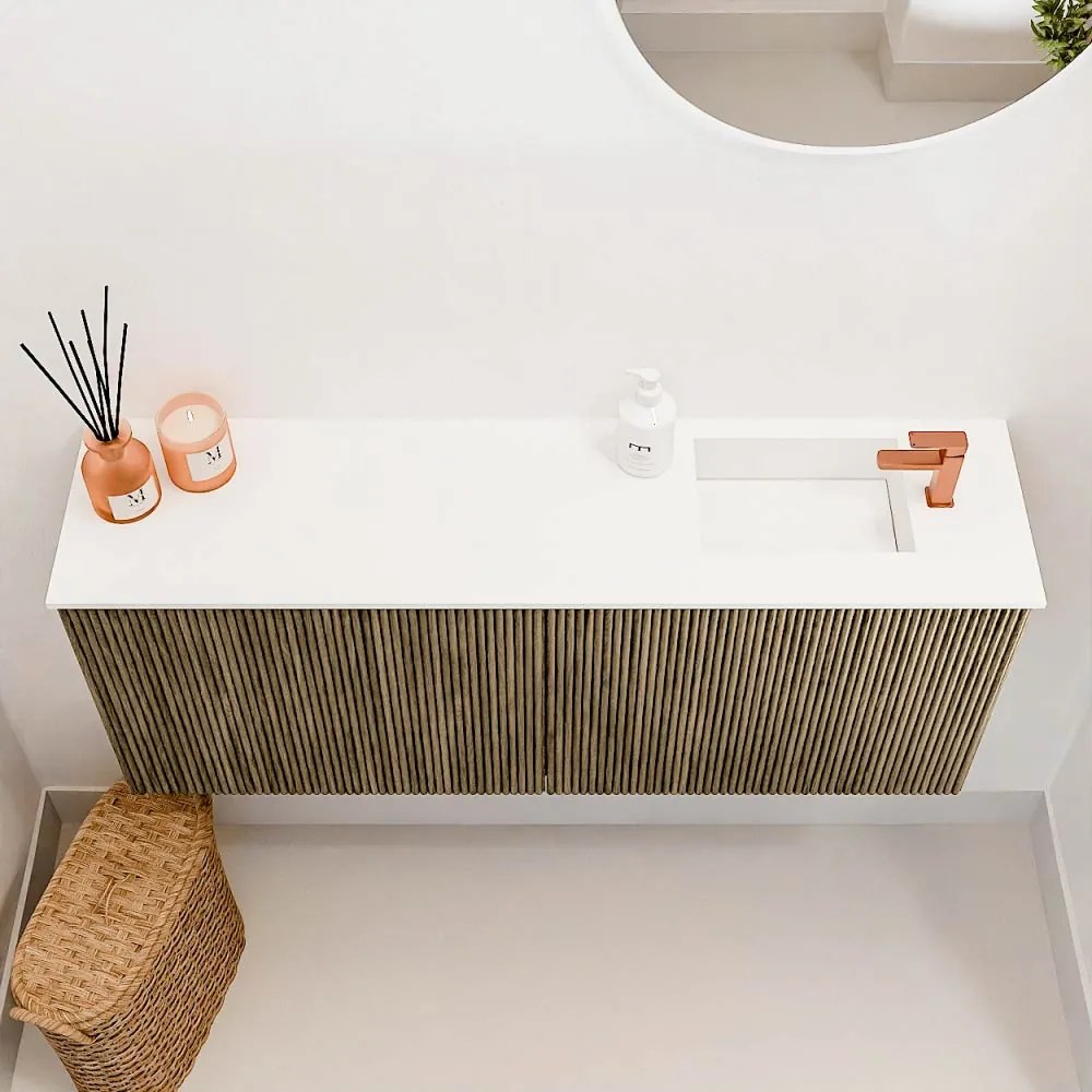 Mondiaz Joya 100cm toiletmeubel dusk met wastafel faye rechts 1 kraangat talc