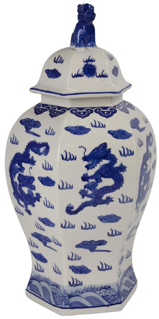 Fine Asianliving Chinese Gemberpot Blauw Wit Handgeschilderd Porselein B33xD29xH61cm