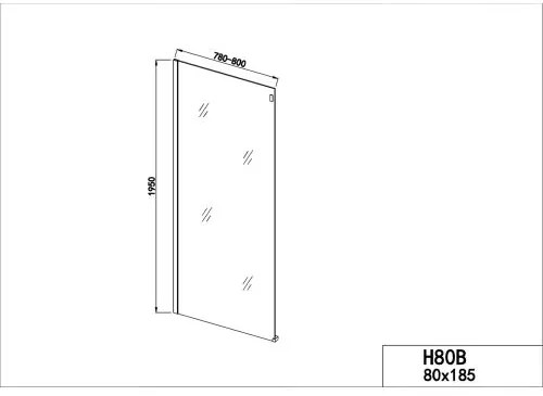 Badstuber Rollo zwarte zijwand van douchecabine 80x195cm