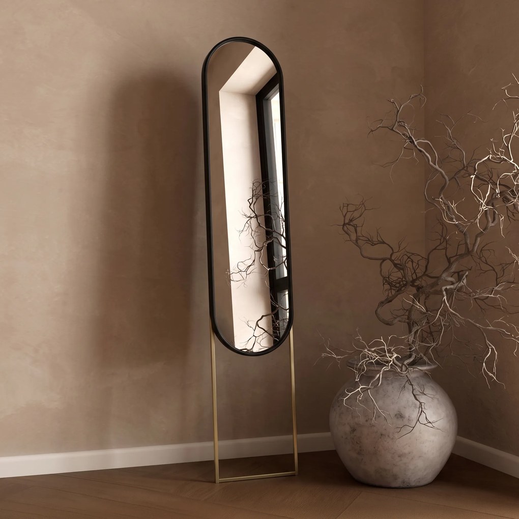 Muurspiegel Zwart Met Goud - 315x175cm