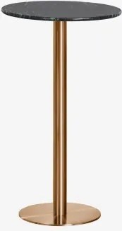 Ronde Hoge Bartafel Ø60 Cm In Natuurlijk Steen Xiren Big Flower Groen Marmer - Geborsteld Roségoud - Sklum