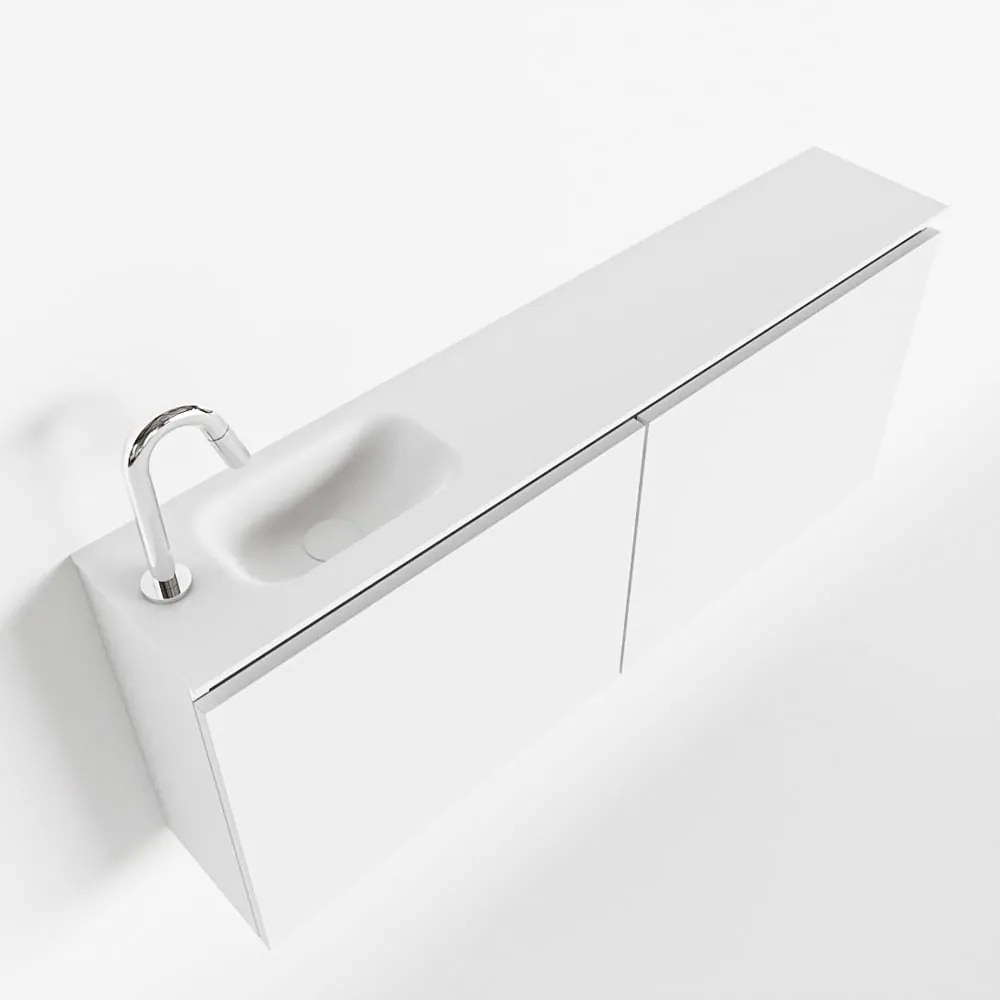 Mondiaz Ture 120cm toiletmeubel talc met wastafel talc links 1 kraangat