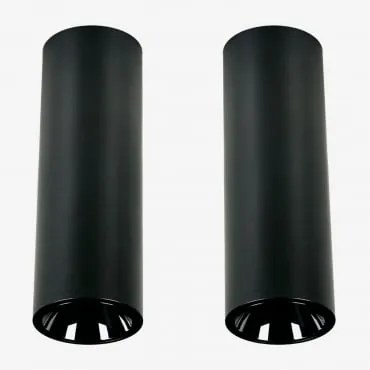 Set Van 2 Ronde Led-opbouwplafondlampen Ø7,2 Cm In Aluminium Luisiana Warm Wit 2700k & Zwart & 8 W & 38º - Sklum