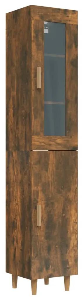 vidaXL Hoge kast 34,5x34x180 cm bewerkt hout gerookt eikenkleurig