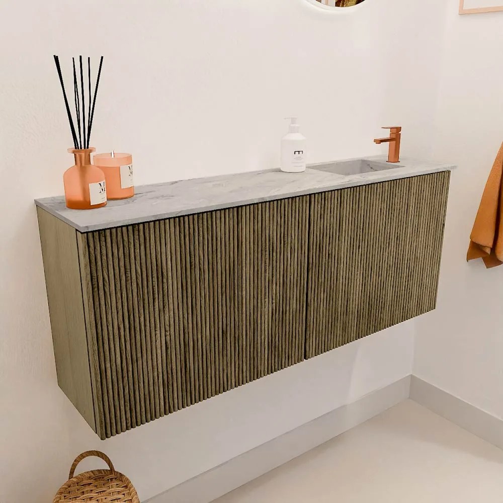 Mondiaz Joya DLux 100cm toiletmeubel dusk met wastafel faye rechts 1 kraangat glace