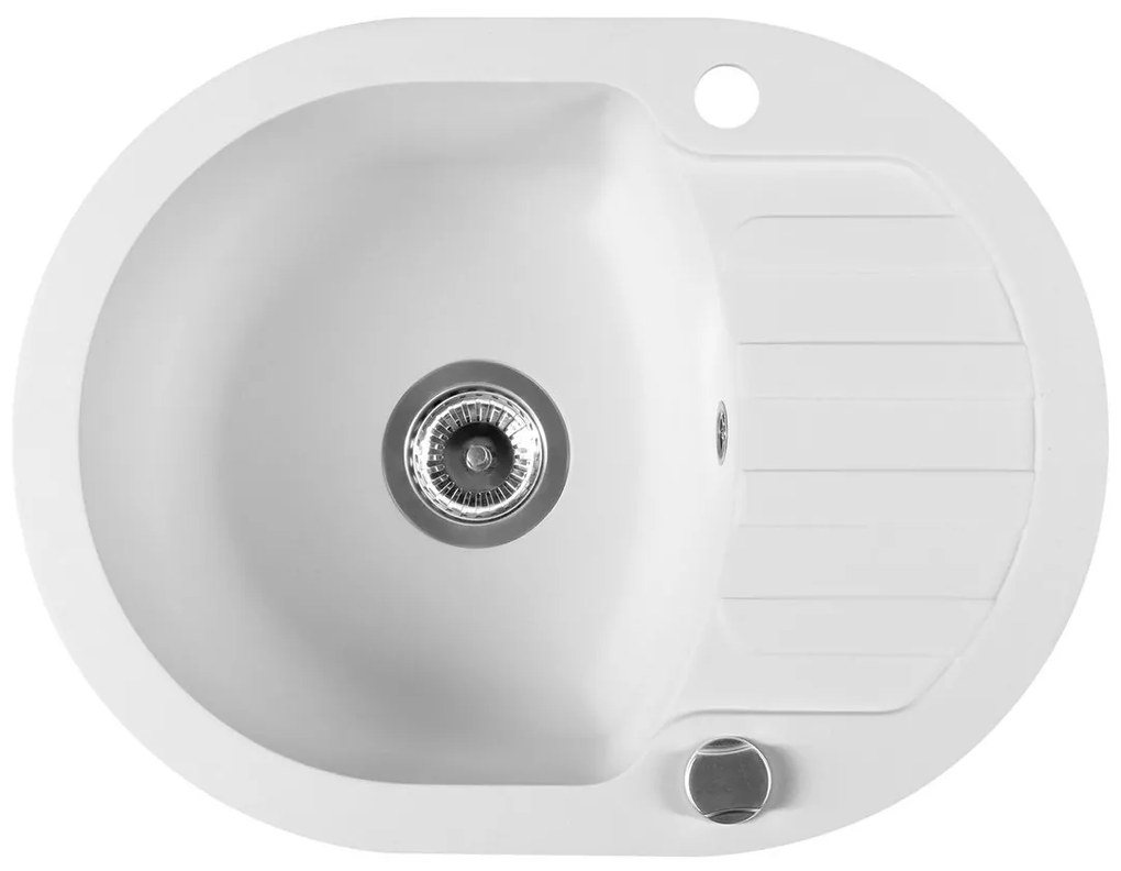 Sapho spoelbak 61x46,5cm met kraangat wit graniet
