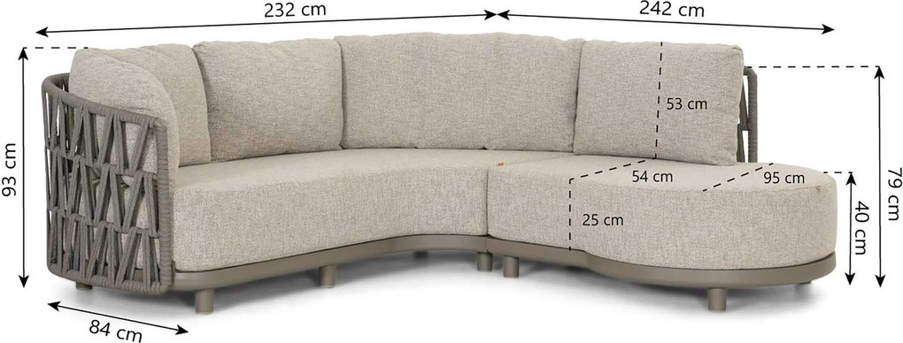 Santika Furniture Santika Cayora Organisch Loungeset - Rope Taupe 4-delig
