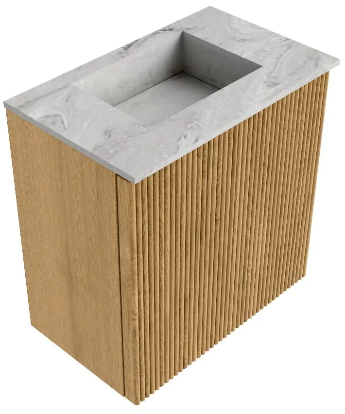 Mondiaz Joya DLux 40cm toiletmeubel oak met wastafel faye midden zonder kraangat glace