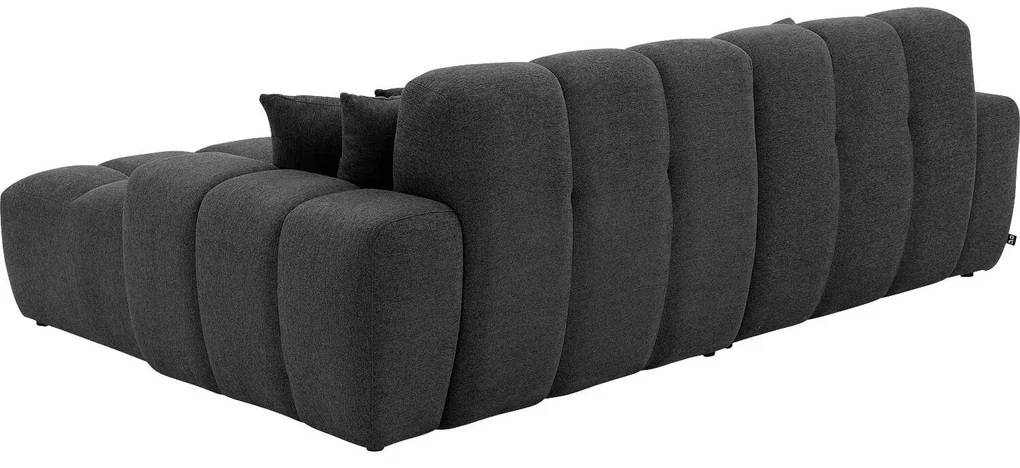 Goossens Excellent Bank Kubus - 30 X 30 Cm Stiksel antraciet, stof, 1,5-zits, modern design met chaise longue rechts