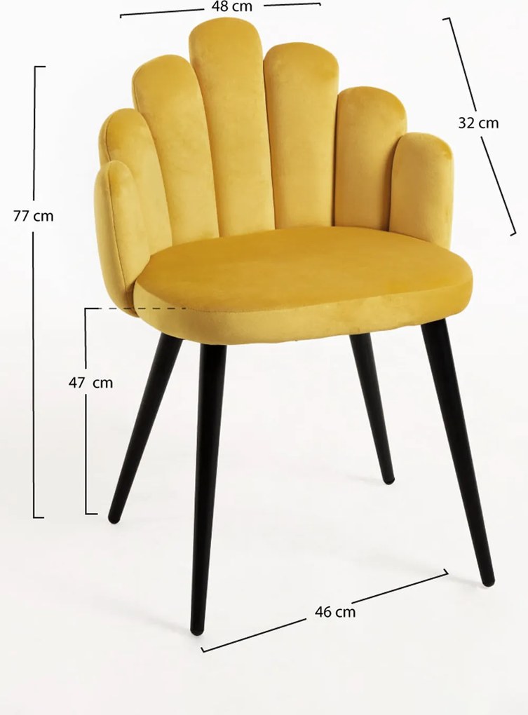 Set 4 Hand Fluwelen Stoelen Zwarte Poten