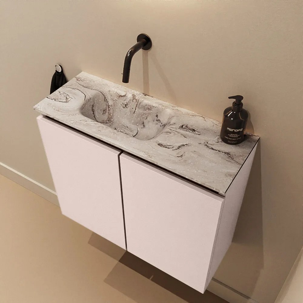 Mondiaz Ture DLux toiletmeubel 60cm rosee met wastafel glace links zonder kraangat