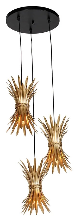 Art Deco hanglamp goud 3-lichts - Wesley