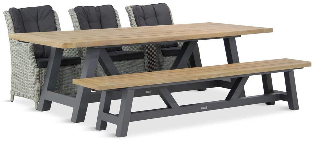 Tuinset 6 personen 260 cm Wicker Grijs Garden Collections Buckingham/Trente