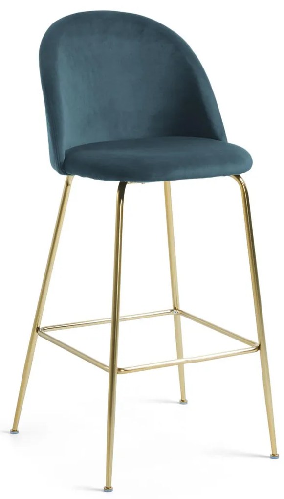 Kave Home Ivonne Fluwelen Design Barstoel Turquoise