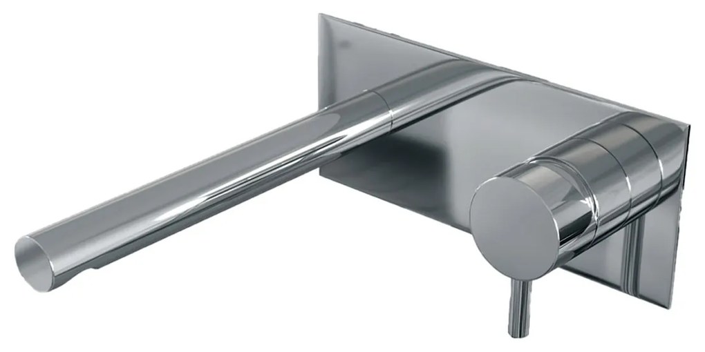 Brauer Chrome Edition ColdStart wastafelkraan inbouw rechte uitloop met achterplaat model B1 chroom