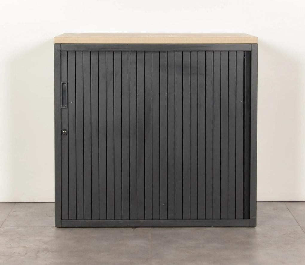 Roldeurkast, zwart, 76 x 80 cm, incl. 1 legbord