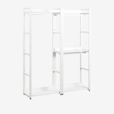 Open Modulaire Kast Van 2 Delen Met Stalen Kledingroede En Mdf Ariaster Wit - Sklum