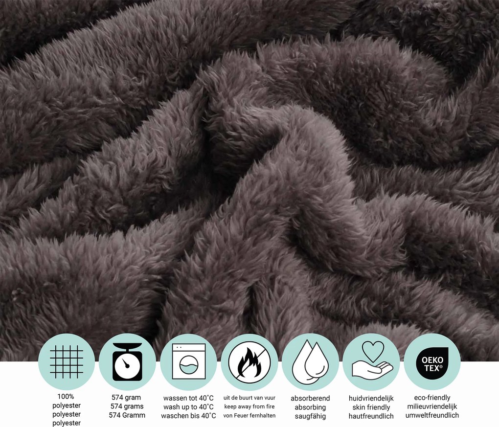 Teddy Fleece Deken - Ultrazacht - 130x170 - grijs