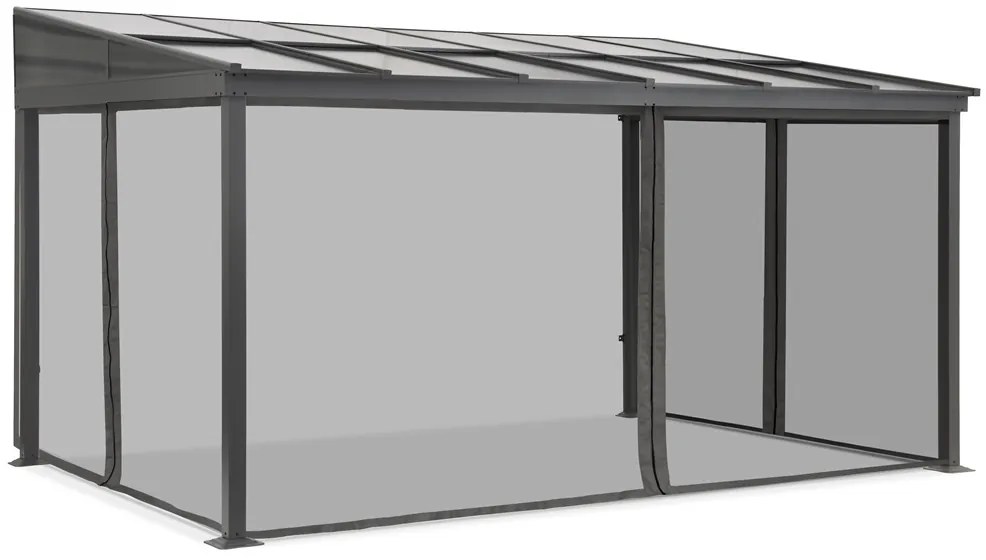 Aluminium terrasoverkapping 4 x 6 m Tarragona met muggengaas Garden Point antraciet