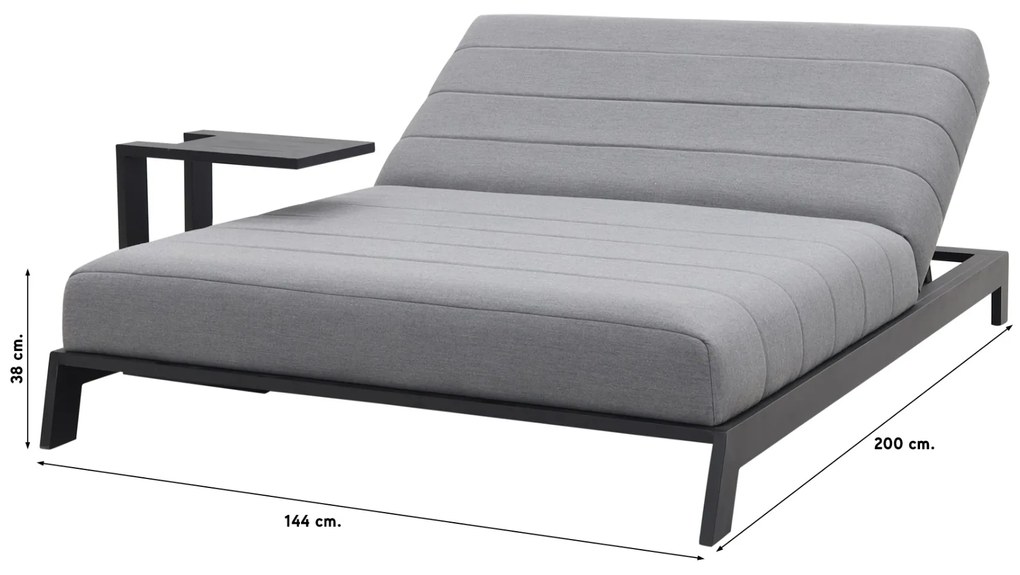 Mexico 2-persoons Sunbrella ligbed + bijzettafel - Lichtgrijs