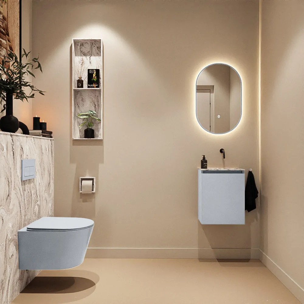 Mondiaz Ture DLux toiletmeubel 40cm clay met wastafel glace rechts zonder kraangat